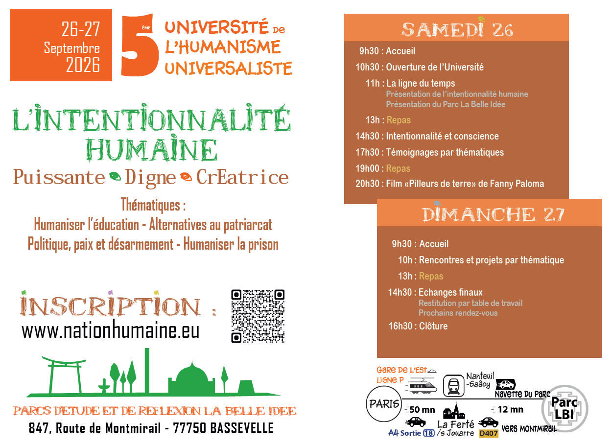 Programme des Universités d'été de l'Humanisme Universaliste